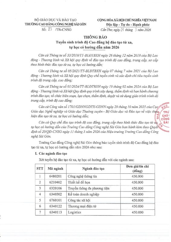 Trường Cao Đẳng Công Nghệ Sài Gòn